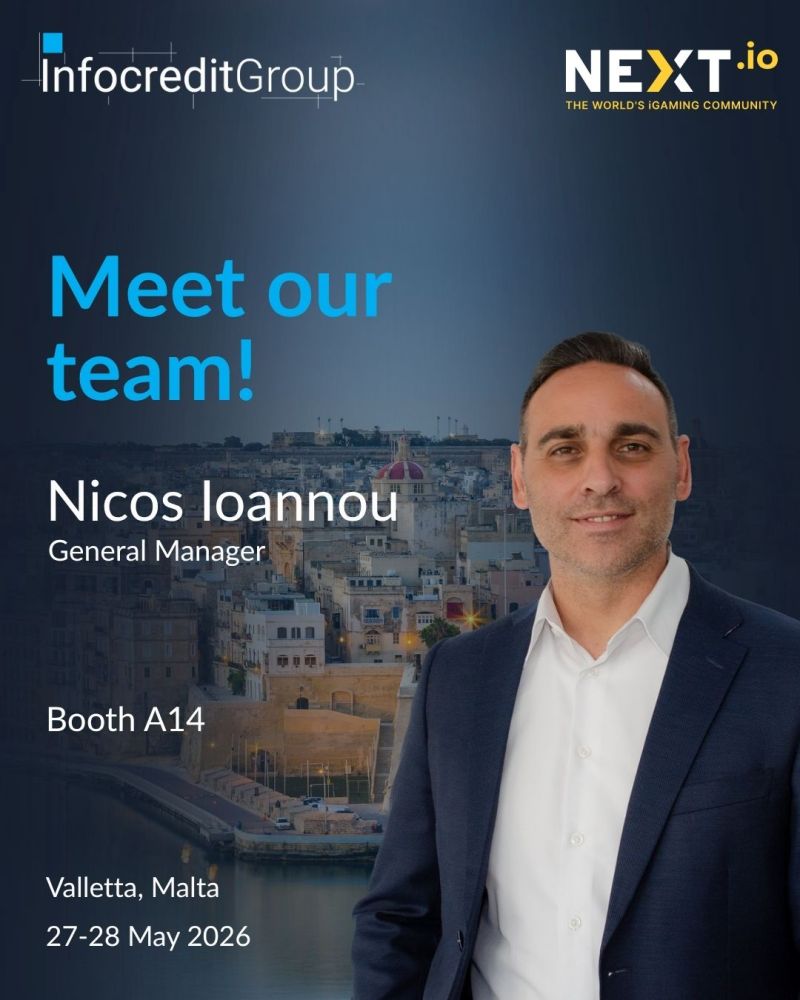 Meet Infocredit Group at NEXT.IO Summit Malta 2026 — Booth A14, Valletta, 27–28 May 2026